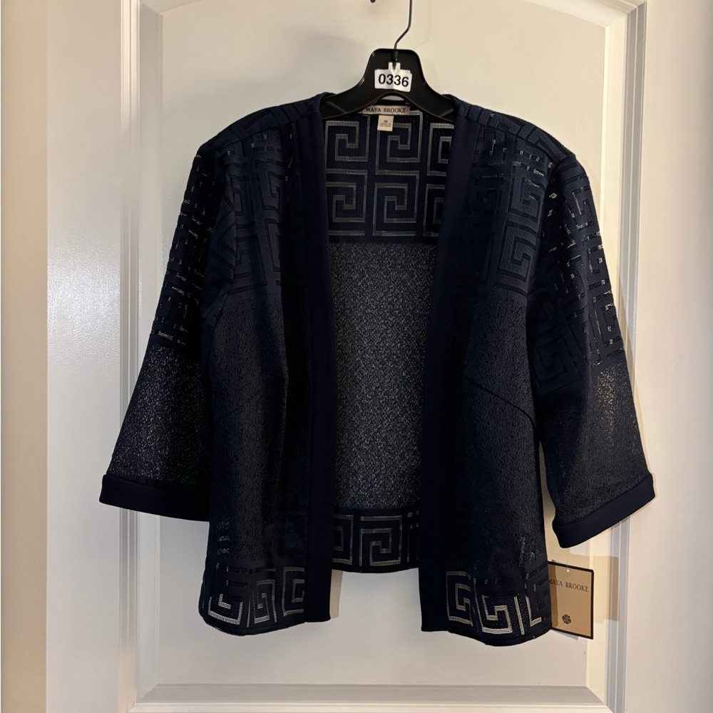 Maya Brooke Navy Open-Front Cardigan Sz 16 NWT